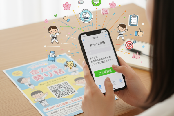 QRコードの必須化と、保護者の悩みに特化したメッセージ